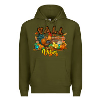 Army Green Fall Vibes Premium Hoodie - CowhideDigitalArt