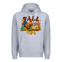 Heather Grey Fall Vibes Premium Hoodie - CowhideDigitalArt