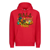 Red Fall Vibes Premium Hoodie - CowhideDigitalArt