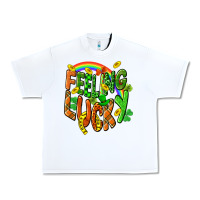 White St. Patrick's Day Feeling lucky Urban Heavy Tee - CowGirlArtShop