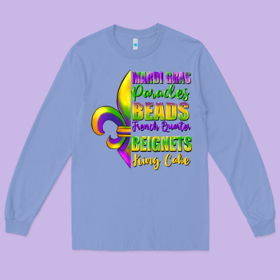 Mardi Gras Parades Beads Long Sleeve Tee Designed By Fadigitalartstudio