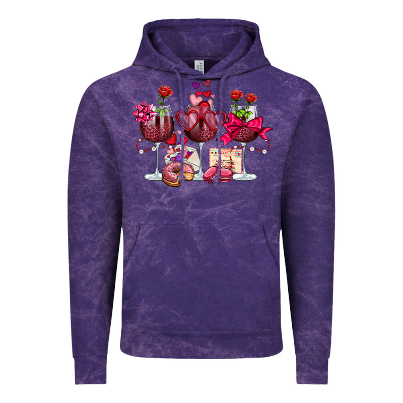 Valentine's Day Wine Glasses Vintage Hoodie by OliviaCreatesArt | Teevron