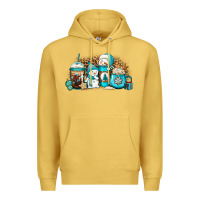 Antique Gold winter snowman coffee cups Premium Hoodie - Jasminsmagicworld