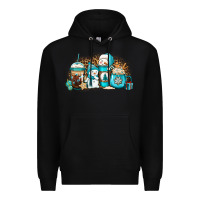 Black winter snowman coffee cups Premium Hoodie - Jasminsmagicworld