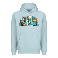 Blue Mist winter snowman coffee cups Premium Hoodie - Jasminsmagicworld