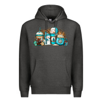 Charcoal Heather winter snowman coffee cups Premium Hoodie - Jasminsmagicworld