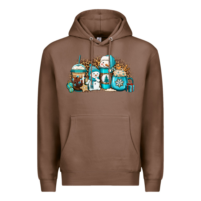 Winter Snowman Coffee Cups Premium Hoodie by Jasminsmagicworld | Teevron