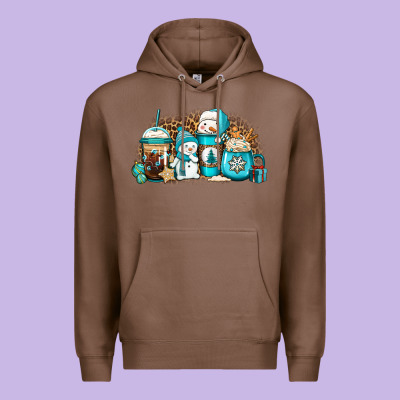 Winter Snowman Coffee Cups Premium Hoodie Designed By Jasminsmagicworld