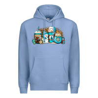 Colony Blue winter snowman coffee cups Premium Hoodie - Jasminsmagicworld