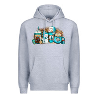Heather Grey winter snowman coffee cups Premium Hoodie - Jasminsmagicworld
