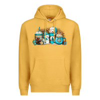 Mustard winter snowman coffee cups Premium Hoodie - Jasminsmagicworld