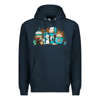 Navy winter snowman coffee cups Premium Hoodie - Jasminsmagicworld