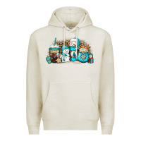 Oatmeal Heather winter snowman coffee cups Premium Hoodie - Jasminsmagicworld