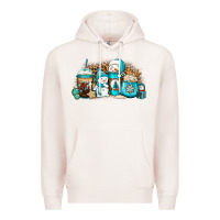 Pale Pink winter snowman coffee cups Premium Hoodie - Jasminsmagicworld