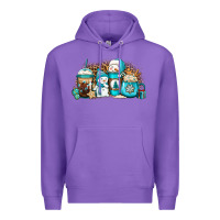 Purple winter snowman coffee cups Premium Hoodie - Jasminsmagicworld