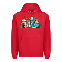 Red winter snowman coffee cups Premium Hoodie - Jasminsmagicworld