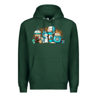 Sports Green winter snowman coffee cups Premium Hoodie - Jasminsmagicworld