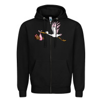 Black stork with black baby girl Zipper Hoodie - BarkalooDesign