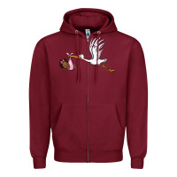 Burgundy stork with black baby girl Zipper Hoodie - BarkalooDesign