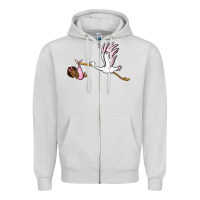 Dove Grey stork with black baby girl Zipper Hoodie - BarkalooDesign