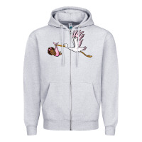 Heather Grey stork with black baby girl Zipper Hoodie - BarkalooDesign