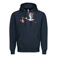 Navy stork with black baby girl Zipper Hoodie - BarkalooDesign