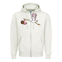 Oatmeal Heather stork with black baby girl Zipper Hoodie - BarkalooDesign