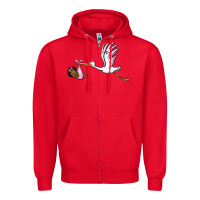 Red stork with black baby girl Zipper Hoodie - BarkalooDesign