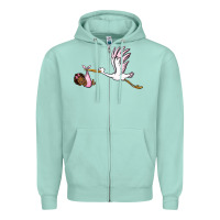 Seafoam stork with black baby girl Zipper Hoodie - BarkalooDesign