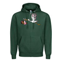 Sports Green stork with black baby girl Zipper Hoodie - BarkalooDesign