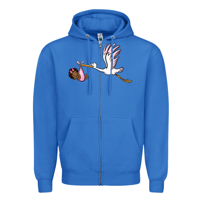 Stork With Black Baby Girl Zipper Hoodie by BarkalooDesign | Teevron
