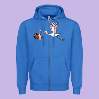 Stork With Black Baby Girl Zipper Hoodie Designed By Barkaloodesign