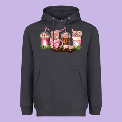 Pig Coffee Cups Heavyweight Hoodie Designed By Adodesignshop