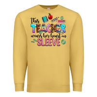 Antique Gold this teacher wears her heart on sleeve Premium Sweatshirt - AdoDesignShop