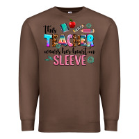 Chestnut this teacher wears her heart on sleeve Premium Sweatshirt - AdoDesignShop