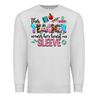 Dove Grey this teacher wears her heart on sleeve Premium Sweatshirt - AdoDesignShop