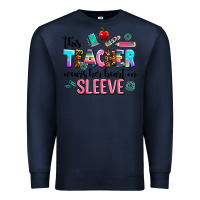 Navy this teacher wears her heart on sleeve Premium Sweatshirt - AdoDesignShop