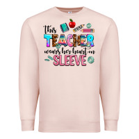 Pale Pink this teacher wears her heart on sleeve Premium Sweatshirt - AdoDesignShop