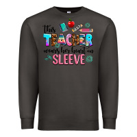 Smoke this teacher wears her heart on sleeve Premium Sweatshirt - AdoDesignShop