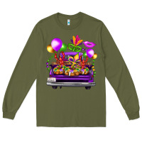 Army Green mardi gras farm truck back view Long Sleeve Tee - FaDigitalArtStudio