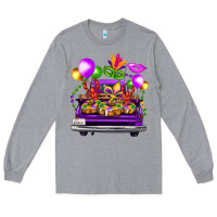 Heather Grey mardi gras farm truck back view Long Sleeve Tee - FaDigitalArtStudio