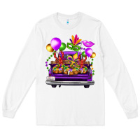 White mardi gras farm truck back view Long Sleeve Tee - FaDigitalArtStudio