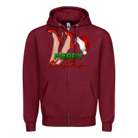Burgundy merry Christmas heels Zipper Hoodie - BarkalooDesign