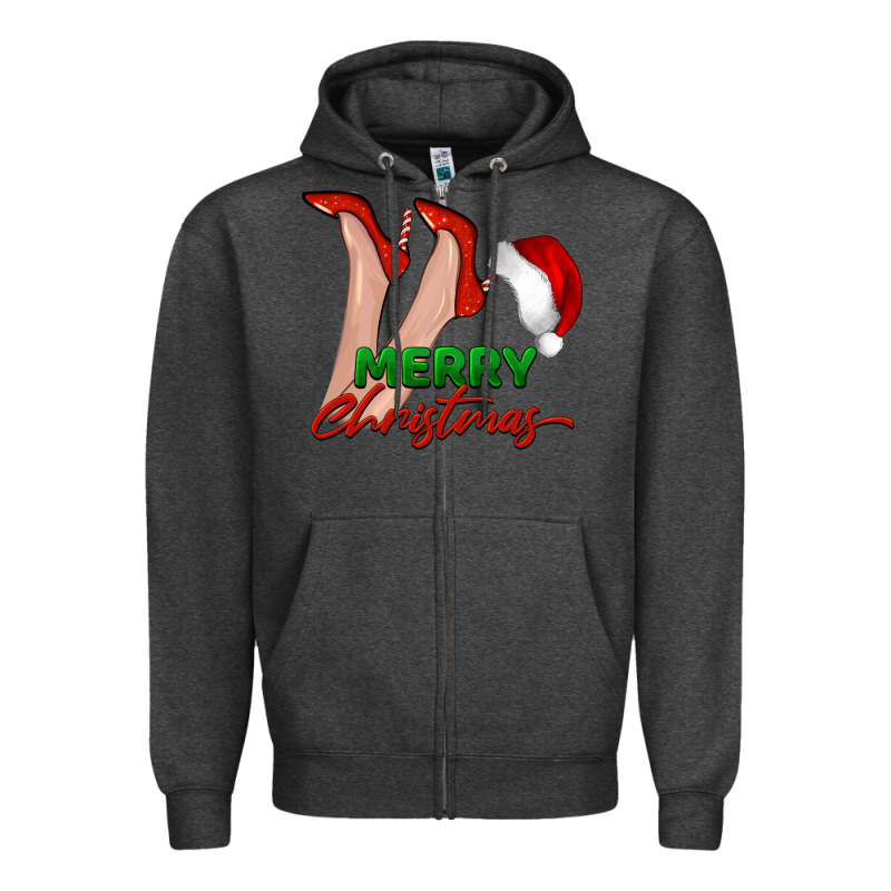 Merry Christmas Heels Zipper Hoodie by BarkalooDesign | Teevron