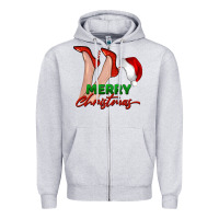 Heather Grey merry Christmas heels Zipper Hoodie - BarkalooDesign