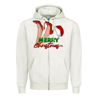 Oatmeal Heather merry Christmas heels Zipper Hoodie - BarkalooDesign