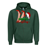 Sports Green merry Christmas heels Zipper Hoodie - BarkalooDesign