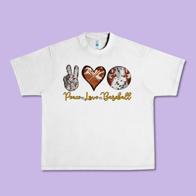 Peace Love Baseball Urban Heavy Tee Designed By Ranaportraitstore