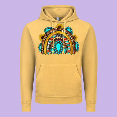 Western Gemstones Sunflowers Rainbow Vintage Hoodie Designed By Oliviacreatesart