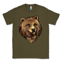 Army Green Grizzly Bear Head Classic Tee - HowdyJamesFarm